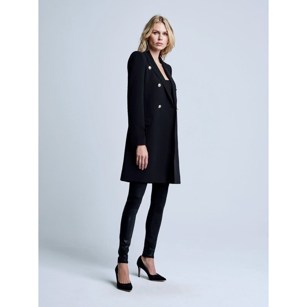 L'Agence Marianna Long Blazer Coat in Black Size 6 - Picture 4 of 16
